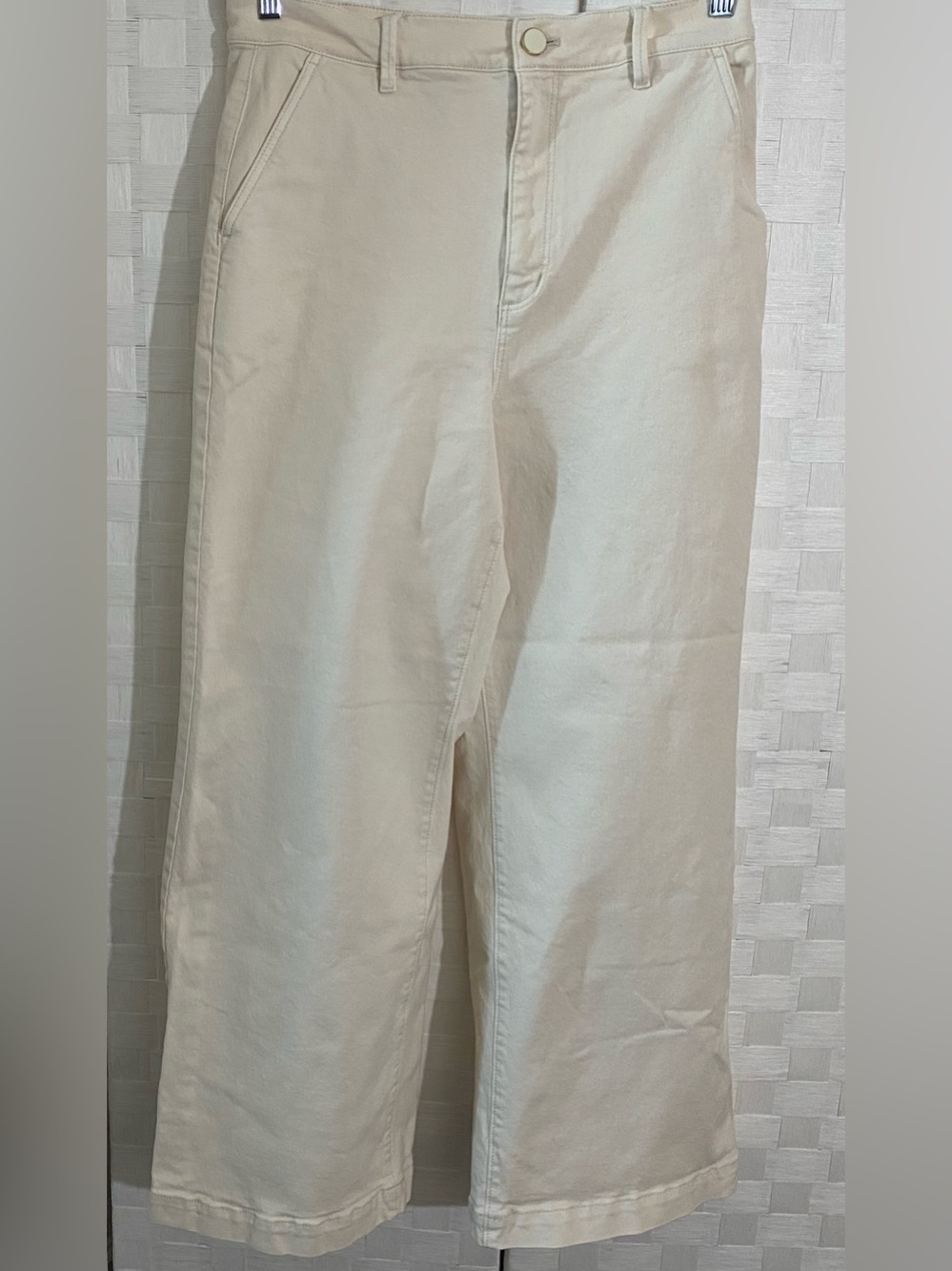 Ann Taylor Wide-Leg Trouser Jean in Light Cream